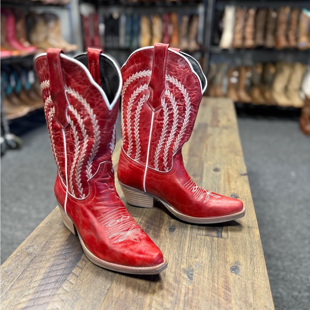 Red Western Heeled Boots